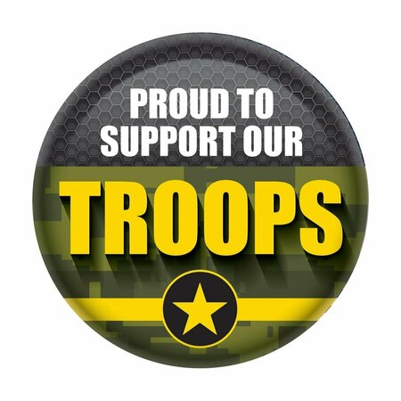 GOLDENGIFTS 2 in. Proud to Support Our Troops Button, Green GO3336536